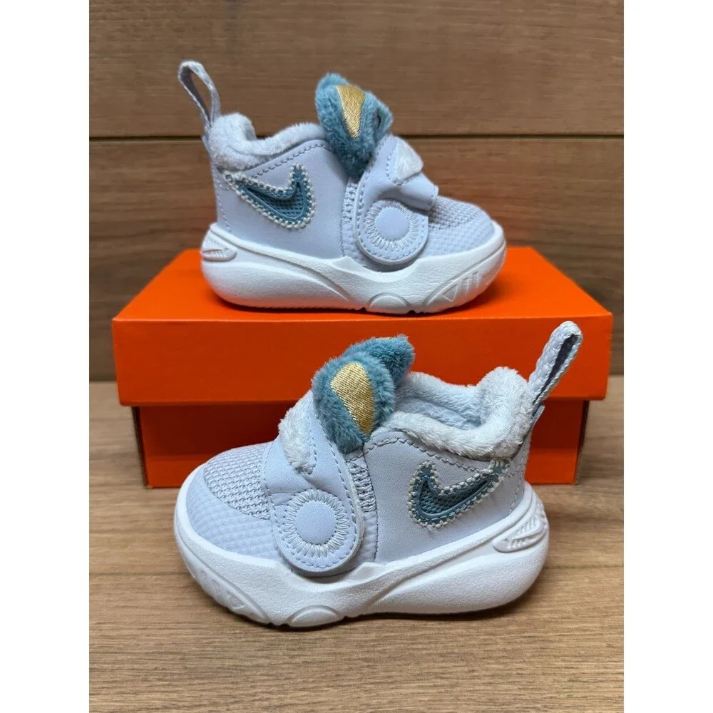 Nike Team Hustle D 11 LIL (TD) Grey / Denim Turquoise FZ1247-001 Size 3C